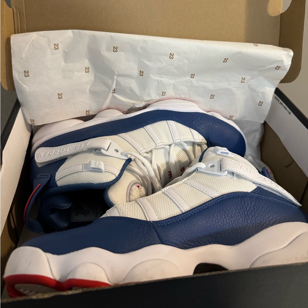 Nike Jordan 6 Rings True Blue and University Red Sneakers 8 - Picture 11 of 11
